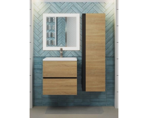 Тумба под раковину 50 см, Uperwood Barsa, черная/дуб сонома