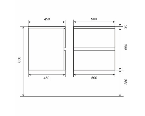 Тумба с раковиной подвесная Uperwood Barsa 50х45х57 см, дуб сонома