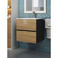 Тумба под раковину 50 см, Uperwood Barsa, черная/дуб сонома