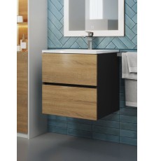 Тумба под раковину 50 см, Uperwood Barsa, черная/дуб сонома