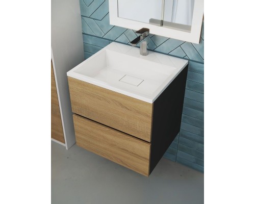 Тумба под раковину 50 см, Uperwood Barsa, черная/дуб сонома
