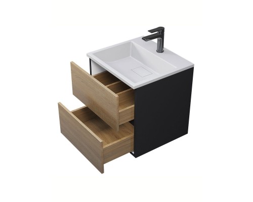 Тумба под раковину 50 см, Uperwood Barsa, черная/дуб сонома