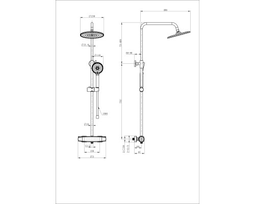 Душевая система с термостатом Wonzon&Woghand, Черный матовый