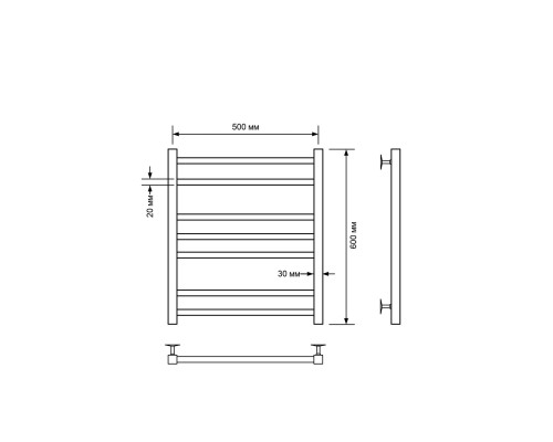 Полотенцесушитель водяной Comfysan Pioli-K W-6 60/50, черный