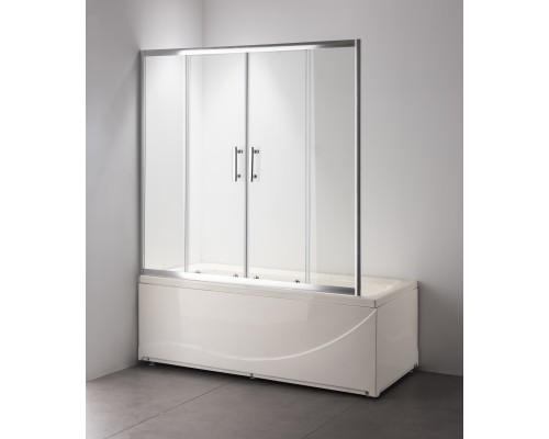 Душевая шторка на ванну Taliente 170x140см, раздвижная, прозр.стекло 6мм, хром