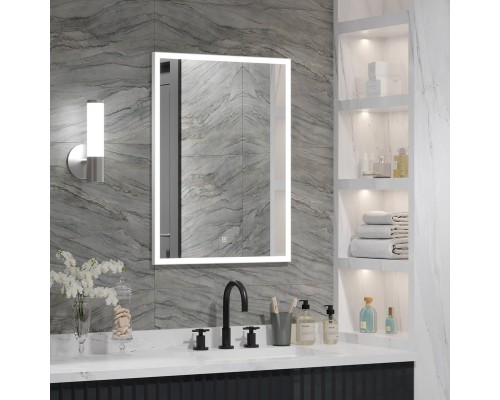 Зеркало Континент Frame White 600x800 с подсветкой с сенсорным выключателем