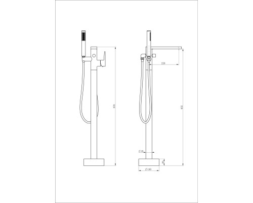 Смеситель для ванны напольного монтажа Wonzon&Woghand, Хром