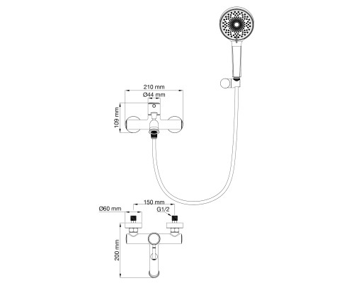 Смеситель для ванны с душем Wonzon&Woghand TOR, Розовое золото WW-88037073-RG