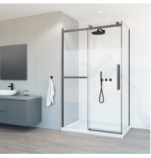 Душевой уголок Vincea Como Soft VSR-1CS1011CLGM, 110x100, вороненая сталь, стекло прозрачное