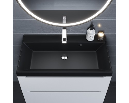 Раковина для ванной кварцевая Uperwood Classic Quartz 80х45х15 см, черная матовая, уголь