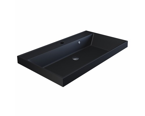 Раковина для ванной кварцевая Uperwood Classic Quartz 80х45х15 см, черная матовая, уголь