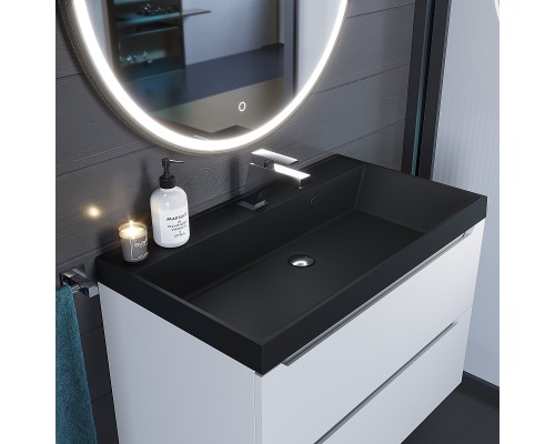 Раковина для ванной кварцевая Uperwood Classic Quartz 80х45х15 см, черная матовая, уголь
