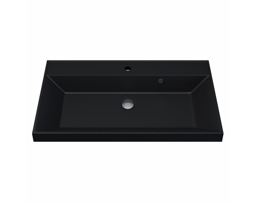 Раковина для ванной кварцевая Uperwood Classic Quartz 80х45х15 см, черная матовая, уголь