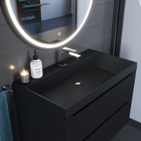 Раковина для ванной кварцевая Uperwood Classic Quartz 80х45х15 см, черная матовая, уголь