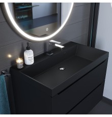 Раковина для ванной кварцевая Uperwood Classic Quartz 80х45х15 см, черная матовая, уголь