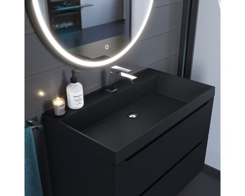 Раковина для ванной кварцевая Uperwood Classic Quartz 80х45х15 см, черная матовая, уголь