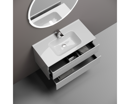 Тумба под раковину подвесная Sancos Snob T 89х44х50, с доводчиками, Bianco, SNT90W