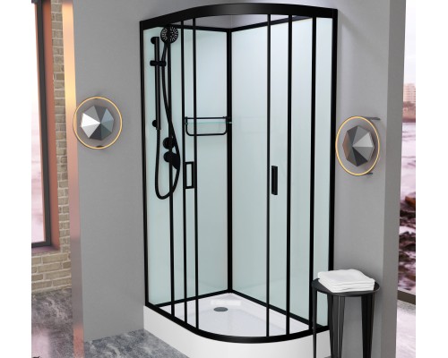 Душевая кабина Frank F418L Black без крыши Размер:100x80x215 см