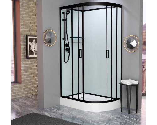 Душевая кабина Frank F418L Black без крыши Размер:100x80x215 см