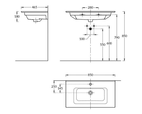 Раковина полувстраиваемая Monblan Bruno 85 Белая