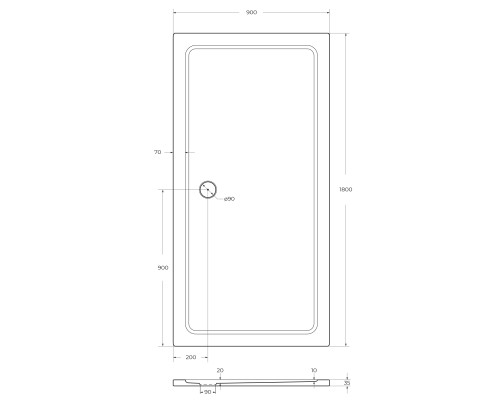 Поддон Cezares TRAY-M-AH-180/90-35-W