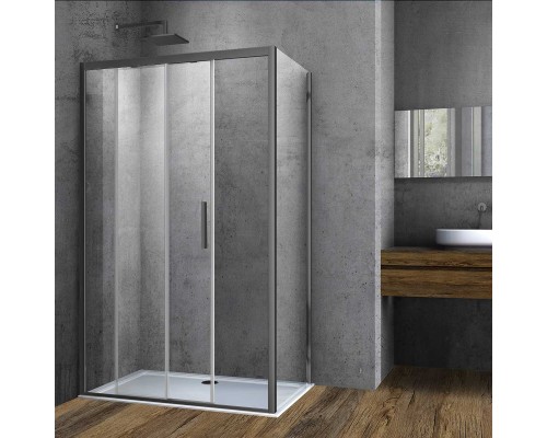 Душевой уголок Vincea Soft, 1100x900, вороненая сталь, стекло прозрачное