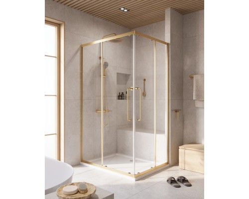 Душевой уголок Cezares Relax-304 120x90 RELAX-304-AH-2-120/90-C-BORO профиль Брашированное золото стекло прозрачное