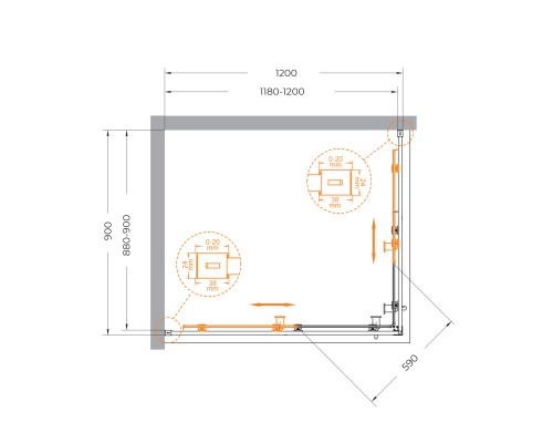 Душевой уголок Cezares Relax-304 120x90 RELAX-304-AH-2-120/90-C-BORO профиль Брашированное золото стекло прозрачное