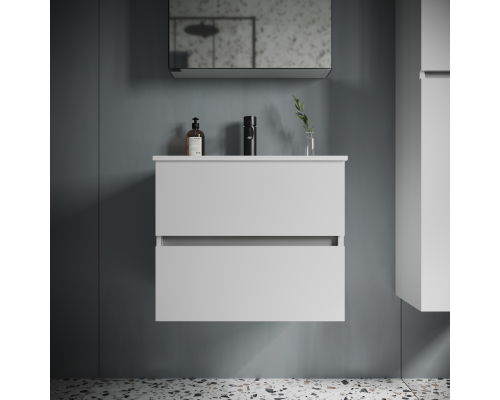 Тумба под раковину SANCOS Urban 590х450х550, c двумя ящиками, белый глянец