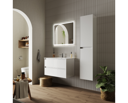 Тумба под раковину SANCOS Cento 790х450х500, c двумя ящиками, белый глянец