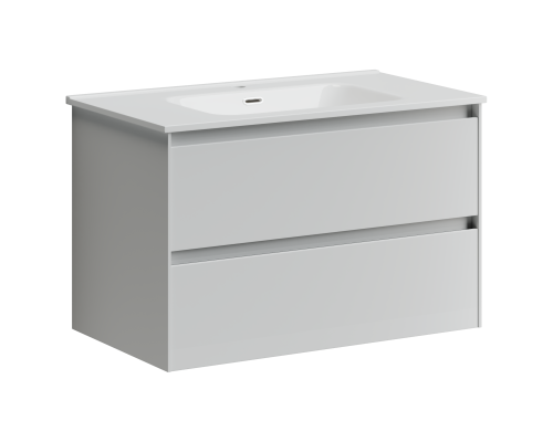 Тумба под раковину SANCOS Cento 790х450х500, c двумя ящиками, белый глянец