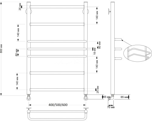 Полотенцесушитель латунный Secado Триест 40х80, водяной, бронза