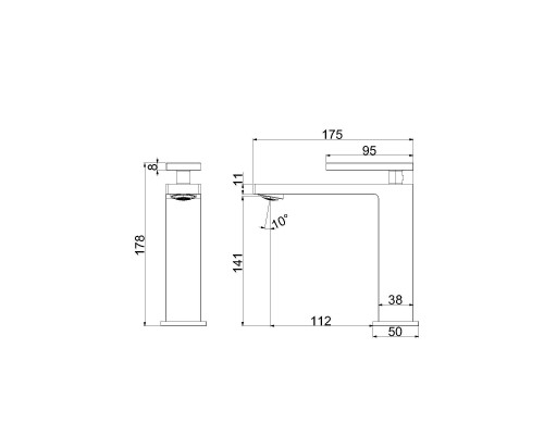 Смеситель для раковины Vincea Dice VBF-2DS1GM однорычажный, вороненая сталь