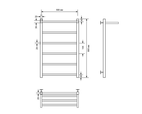 Полотенцесушитель водяной Comfysan Marte-K W-6 80/50 с полкой, черный