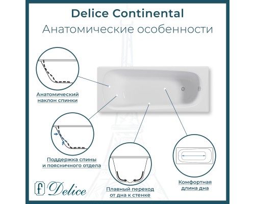 Ванна чугунная Delice Continental 120х70