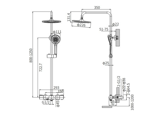 Душевая система Arrow AG3318CP с термостатом хром