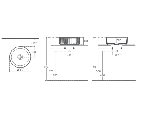 Раковина накладная ISVEA Infinity Ion круглая 36см белый 10NF66036SV