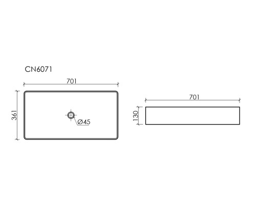 Раковина накладная Ceramicanova 701x361x130, белый