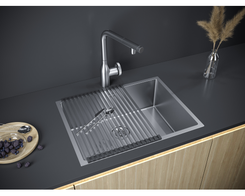 Мойка для кухни Paulmark NEXT-580 PM215844-BS брашированная сталь 580х440