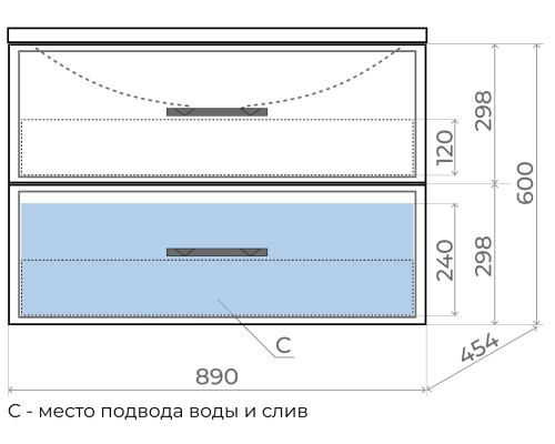 Тумба под раковину Uperwood Foster 90 см, серый графит