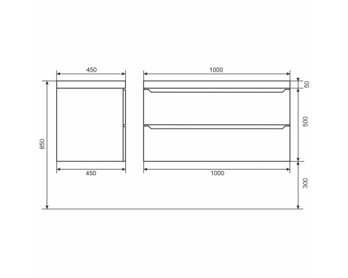 Тумба с раковиной Uperwood Tanos 100 см, белая/графит