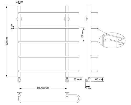 Полотенцесушитель латунный Secado Венеция 2 40х60, водяной, бронза