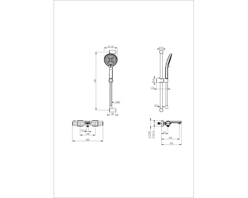 Смеситель для ванны с душевым гарнитуром и термостатом Wonzon&Woghand, Брашированное золото