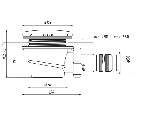 Сифон для душевого поддона 90 мм Taliente АНИ пласт