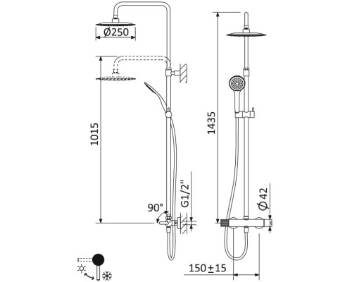 Душевая система Cezares Leaf LEAF-CDA-25-L-NOP Черная матовая
