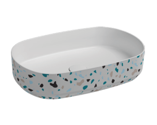 Раковина ISVEA Infinity накладная 550x360x120 белый матовый Terrazzo 10NF65055SV-2L-TRZ