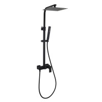 Душевая система AQG Bold, cо смесителем и квадратным верхним душем черный матовый