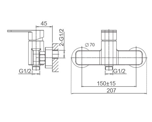 Смеситель для душа Wonzon&Woghand ARNIE, Черный матовый WW-694101-MB