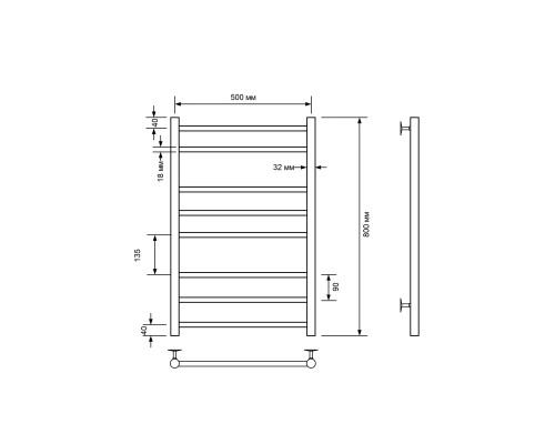 Полотенцесушитель водяной Comfysan Luce W-8 80/50, черный