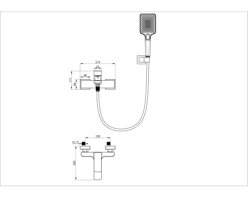 Смеситель для ванны с душем Wonzon&Woghand, Брашированное золото